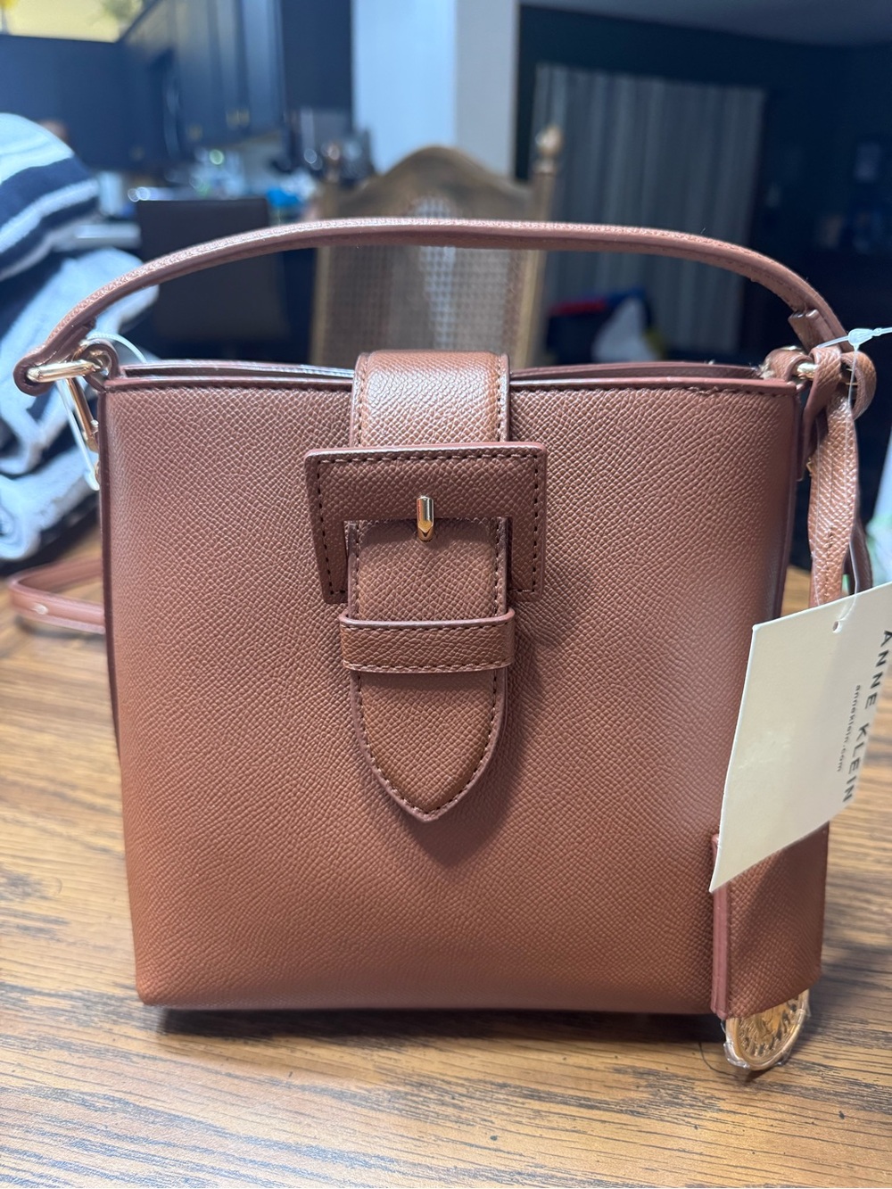 Anne Klein Brown Mini Top-Handle Bag